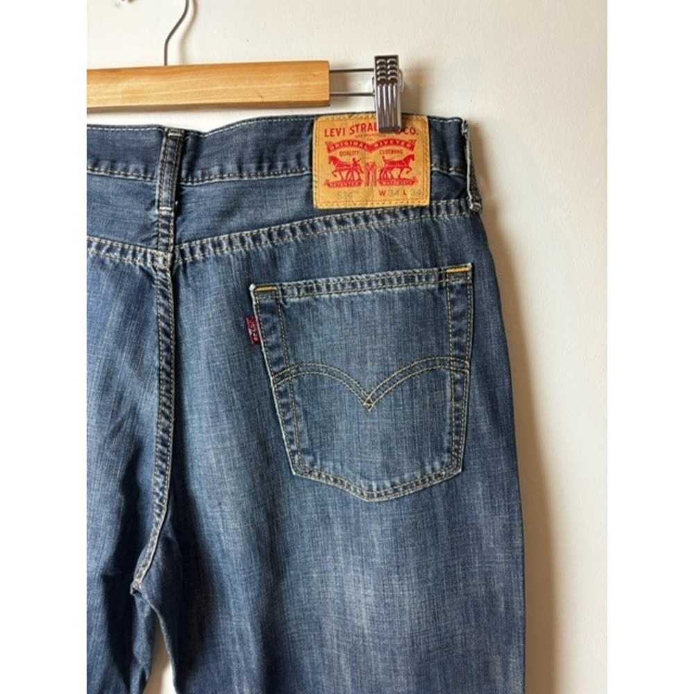 Levi's 514 Jeans Mens W34 L34 Straight Fit Medium Wash‎ Denim Sandblasted Y2K